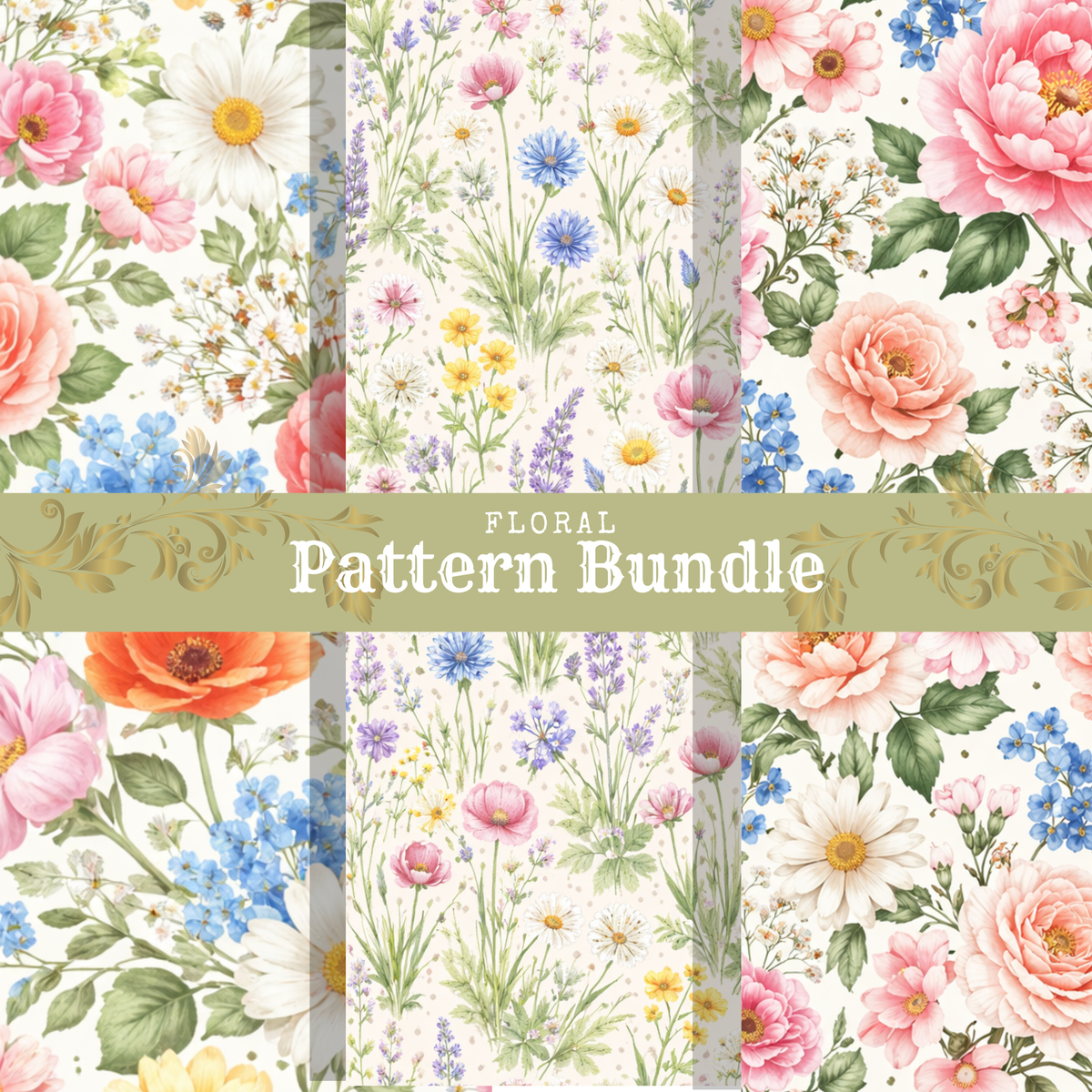 Floral Patterns Bundle (3 Seamless Designs) – Star Co